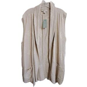 Coldwater Creek XL Beige Sleeveless Linen Blend Long Vest New W/Tags